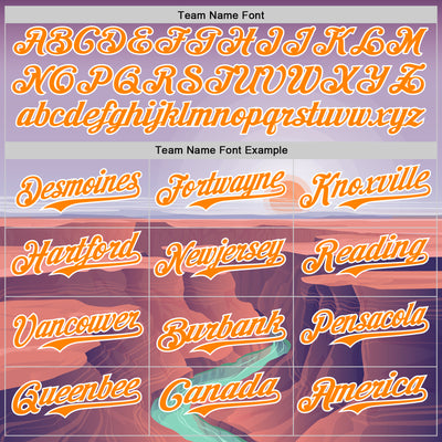 Custom Purple Bay Orange-White 3D Pattern Design Patriotic American Symbol Grand Canyon And Colorado River Authentic Baseball Jersey