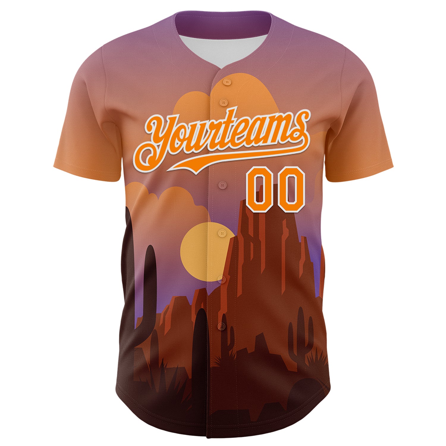 Custom Purple Bay Orange-White 3D Pattern Design Patriotic American Symbol Desert Authentic Baseball Jersey