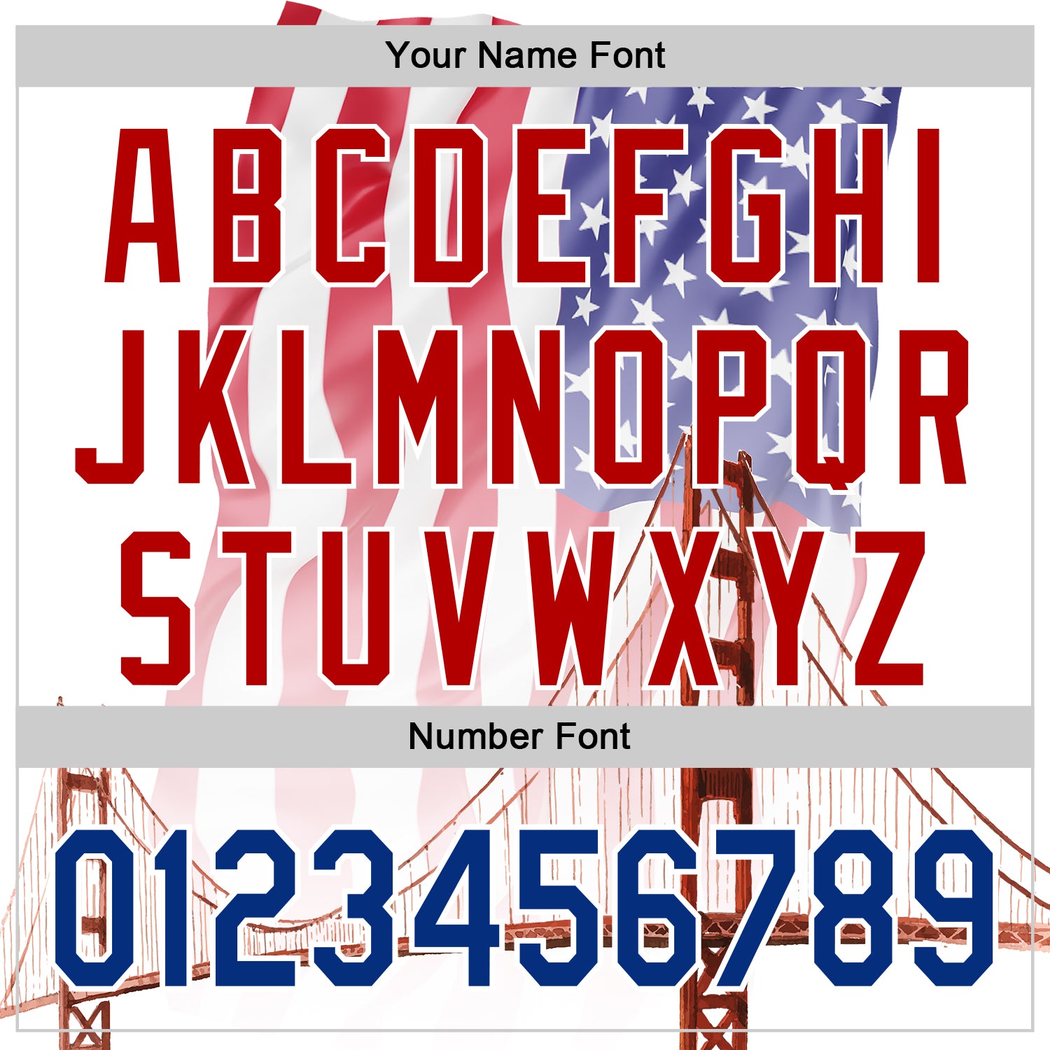 Custom White Royal-Red 3D Patriotic American Flag And Golden Gate Bridge Authentic Baseball Jersey