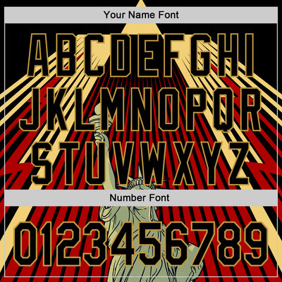 Custom Black Red-Old Gold 3D Pattern Design Patriotic American Symbol Statue of Liberty Authentic Baseball Jersey