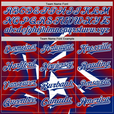 Custom Red Royal-White 3D Patriotic American Flag And Star Authentic Baseball Jersey