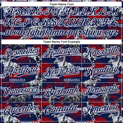 Custom Navy White 3D Pattern Design Patriotic American Spirit Rodeo Cowboy Authentic Baseball Jersey
