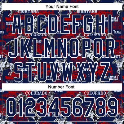 Custom Navy White 3D Pattern Design Patriotic American Spirit Rodeo Cowboy Authentic Baseball Jersey