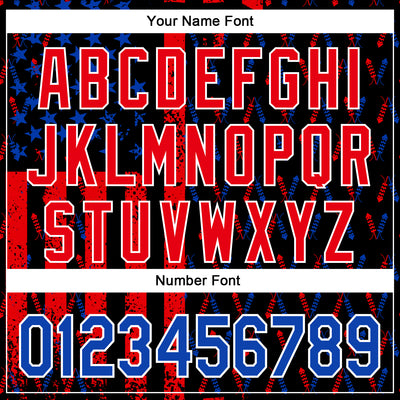 Custom Black Thunder Blue Fire Red-White 3D Patriotic American Flag Authentic Baseball Jersey