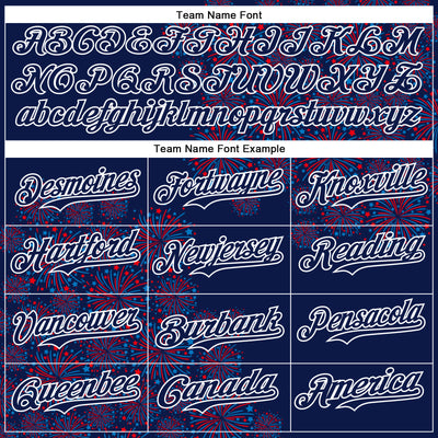 Custom Navy White 3D Pattern Design Patriotic American Spirit Firework Authentic Baseball Jersey