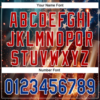 Custom Blue Royal Red-White 3D Patriotic American Flag Authentic Baseball Jersey