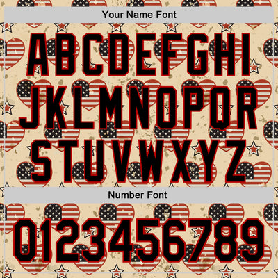 Custom City Cream Black-Red 3D Patriotic American Flag Authentic Baseball Jersey