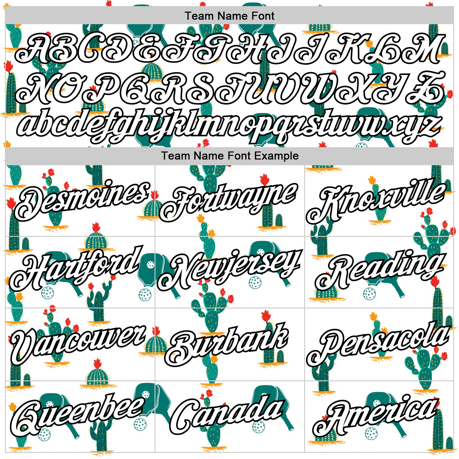 Custom White Black 3D Pickleball Paddles Balls Cactus Performance T-Shirt