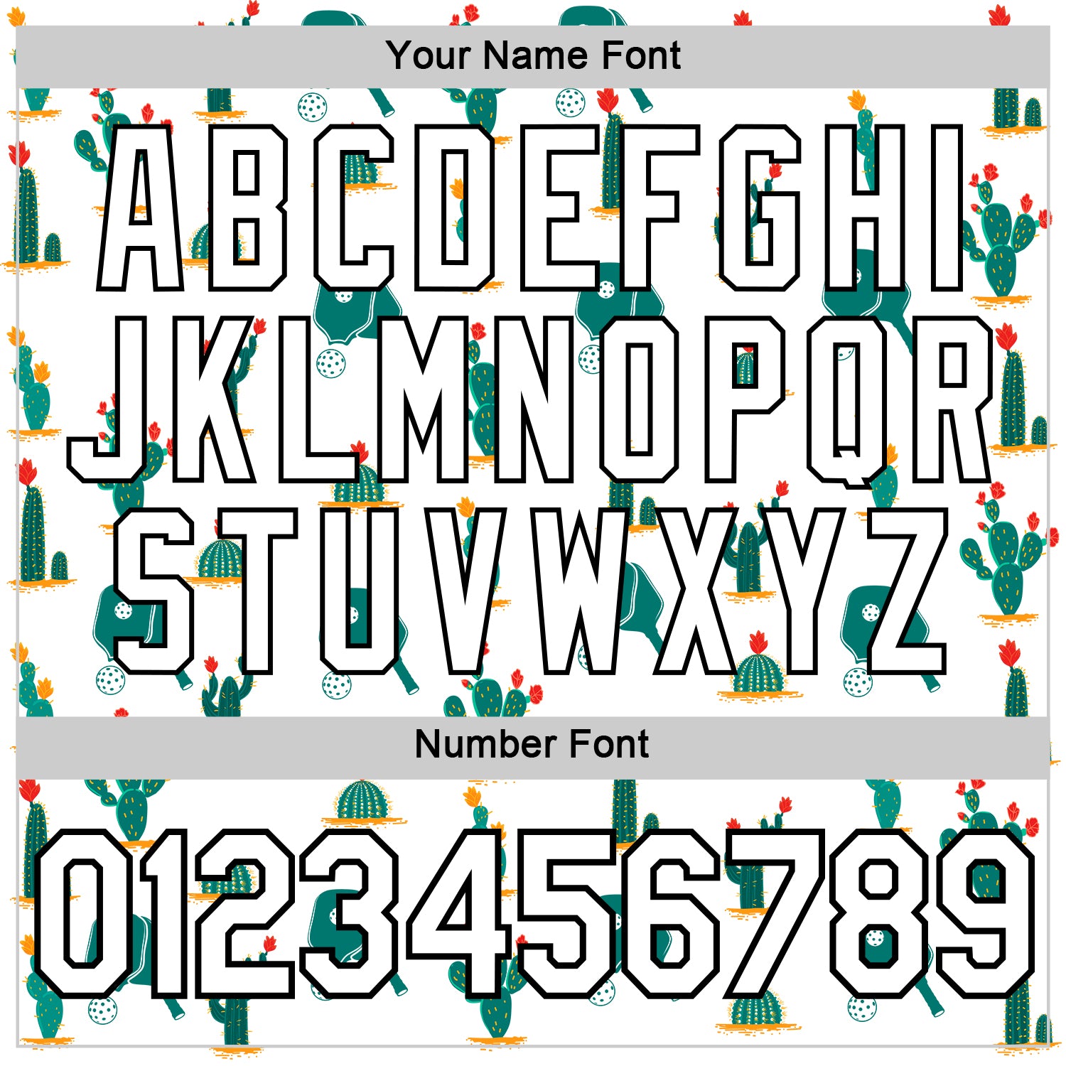 Custom White Black 3D Pickleball Paddles Balls Cactus Performance T-Shirt