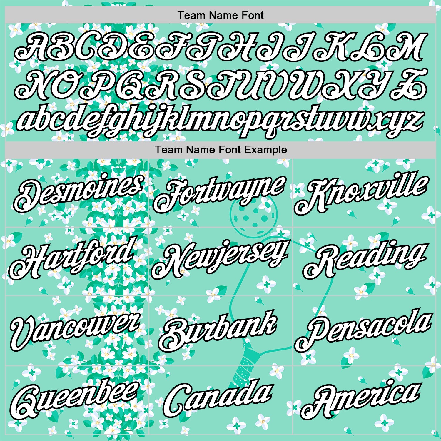 Custom Green White-Black 3D Pickleball Paddles Balls Floral Performance T-Shirt