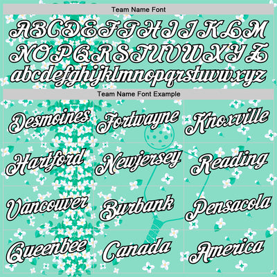 Custom Green White-Black 3D Pickleball Paddles Balls Floral Performance T-Shirt