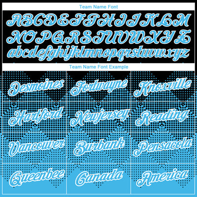 Custom Black Sky Blue-White 3D Pattern Design Gradient Square Shapes Performance T-Shirt