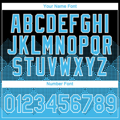 Custom Black Sky Blue-White 3D Pattern Design Gradient Square Shapes Performance T-Shirt