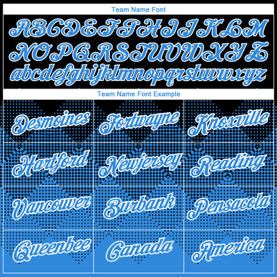 Custom Black Powder Blue-White 3D Pattern Design Gradient Square Shapes Performance T-Shirt