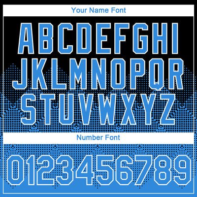 Custom Black Powder Blue-White 3D Pattern Design Gradient Square Shapes Performance T-Shirt