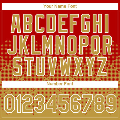 Custom Red Old Gold-White 3D Pattern Design Gradient Square Shapes Performance T-Shirt