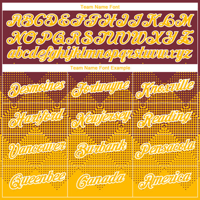 Custom Burgundy Gold-White 3D Pattern Design Gradient Square Shapes Performance T-Shirt