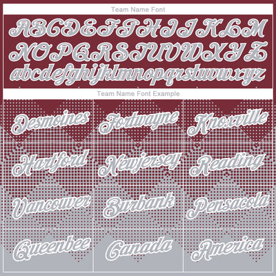 Custom Burgundy Gray-White 3D Pattern Design Gradient Square Shapes Performance T-Shirt