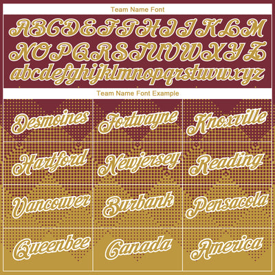 Custom Burgundy Old Gold-White 3D Pattern Design Gradient Square Shapes Performance T-Shirt