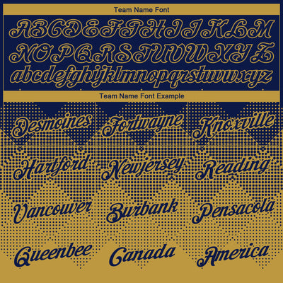 Custom Navy Old Gold 3D Pattern Design Gradient Square Shapes Performance T-Shirt