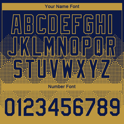 Custom Navy Old Gold 3D Pattern Design Gradient Square Shapes Performance T-Shirt