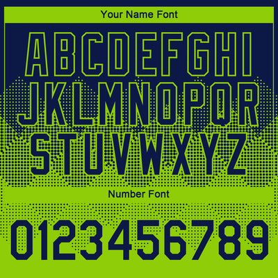 Custom Navy Neon Green 3D Pattern Design Gradient Square Shapes Performance T-Shirt