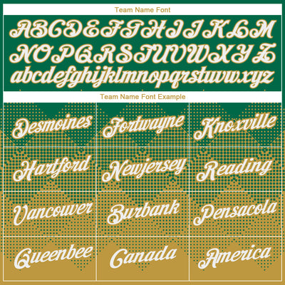 Custom Kelly Green White-Old Gold 3D Pattern Design Gradient Square Shapes Performance T-Shirt