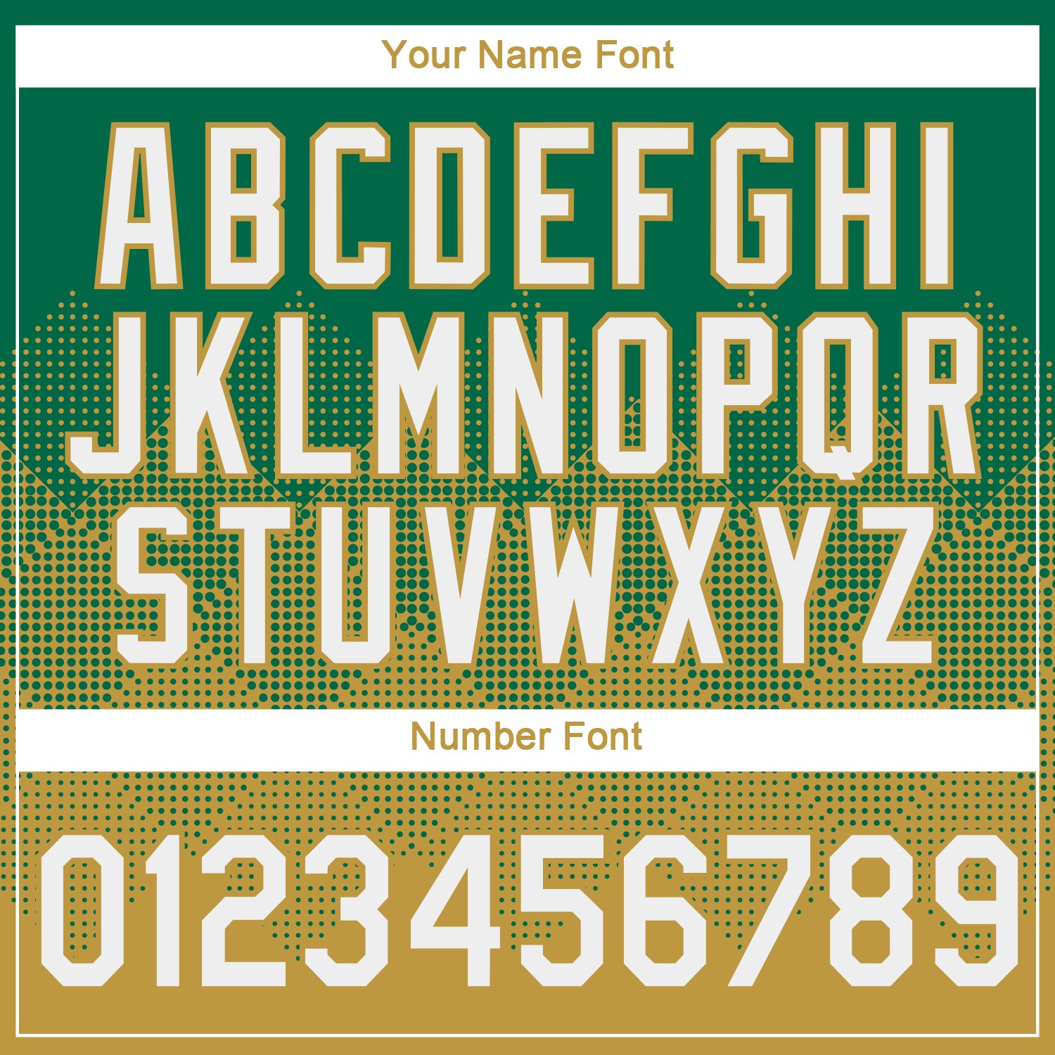 Custom Kelly Green White-Old Gold 3D Pattern Design Gradient Square Shapes Performance T-Shirt