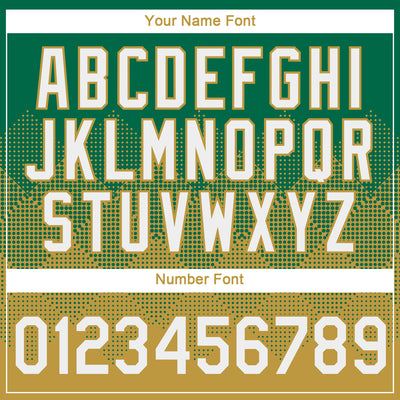 Custom Kelly Green White-Old Gold 3D Pattern Design Gradient Square Shapes Performance T-Shirt