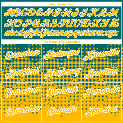 Custom Teal Gold-White 3D Pattern Design Gradient Square Shapes Performance T-Shirt