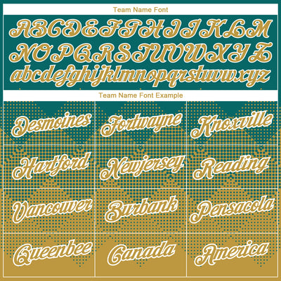 Custom Teal Old Gold-White 3D Pattern Design Gradient Square Shapes Performance T-Shirt