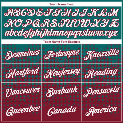 Custom Teal White-Crimson 3D Pattern Design Gradient Square Shapes Performance T-Shirt