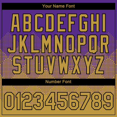 Custom Purple Old Gold-Black 3D Pattern Design Gradient Square Shapes Performance T-Shirt