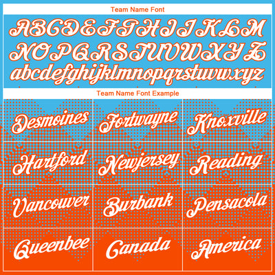 Custom Sky Blue White-Orange 3D Pattern Design Gradient Square Shapes Performance T-Shirt