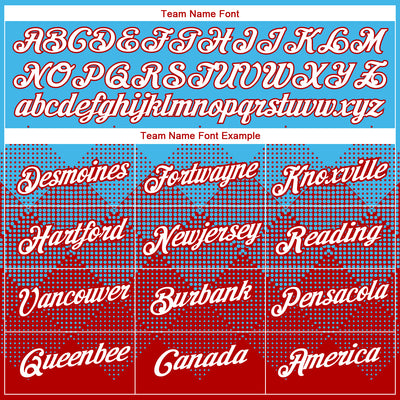 Custom Sky Blue White-Red 3D Pattern Design Gradient Square Shapes Performance T-Shirt