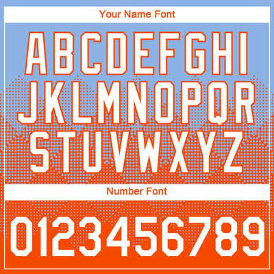 Custom Light Blue White-Orange 3D Pattern Design Gradient Square Shapes Performance T-Shirt