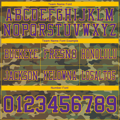 Custom Camo Purple-Yellow 3D Pattern Salute To Service Authentic Football Jersey