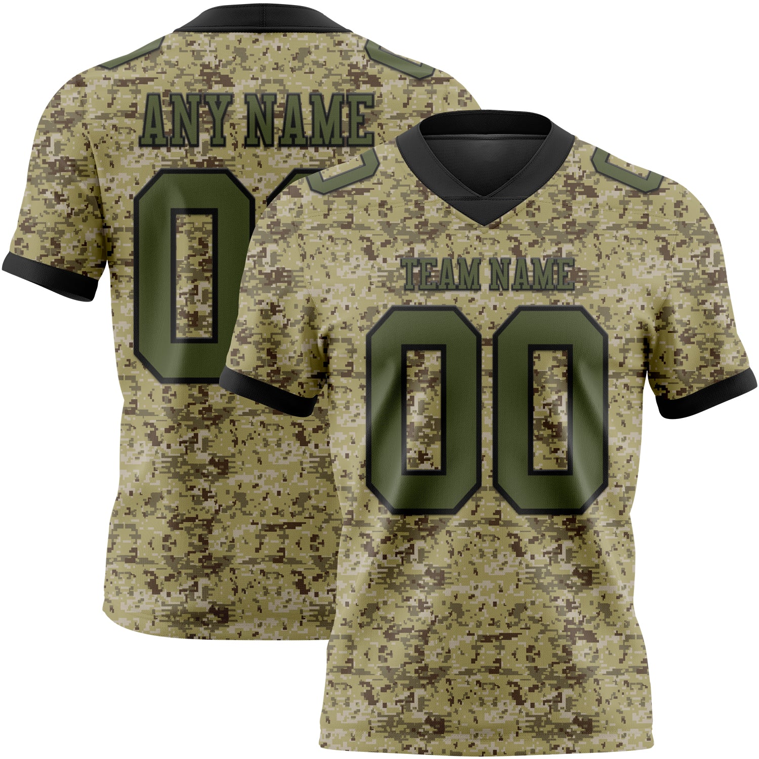 Custom Camo Olive-Black 3D Pattern Salute To Service Authentic Football Jersey