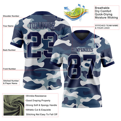 Custom Camo Navy-Gray 3D Pattern Salute To Service Authentic Football Jersey