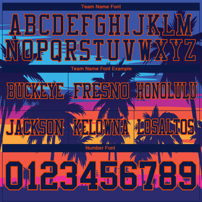 Custom Royal Navy-Orange 3D Pattern Tropical Palm Trees Authentic Football Jersey