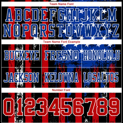 Custom Black Red Royal-White 3D Pattern American Flag Authentic Football Jersey