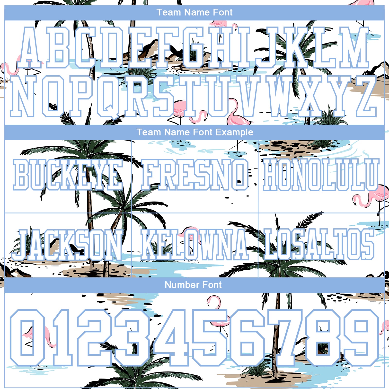 Custom White Light Blue 3D Pattern Hawaii Palm Trees Authentic Football Jersey