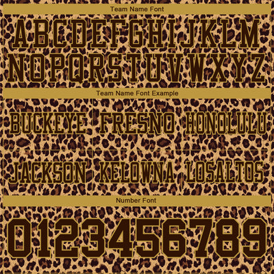 Custom Brown Old Gold 3D Pattern Leopard Print Authentic Football Jersey