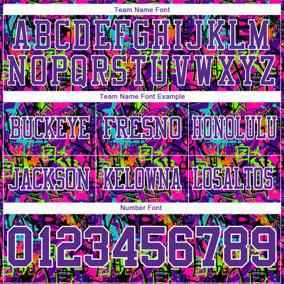 Custom Graffiti Pattern Purple-White 3D Pattern Splash Authentic Football Jersey