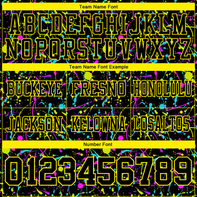 Custom Graffiti Pattern Black-Light Yellow 3D Pattern Splash Authentic Football Jersey
