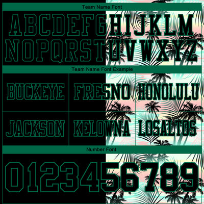 Custom Black Kelly Green 3D Pattern Tropical Hawaii Palm Leaves Authentic Football Jersey