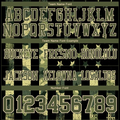 Custom Black Olive-Cream 3D Pattern American Flag Authentic Football Jersey