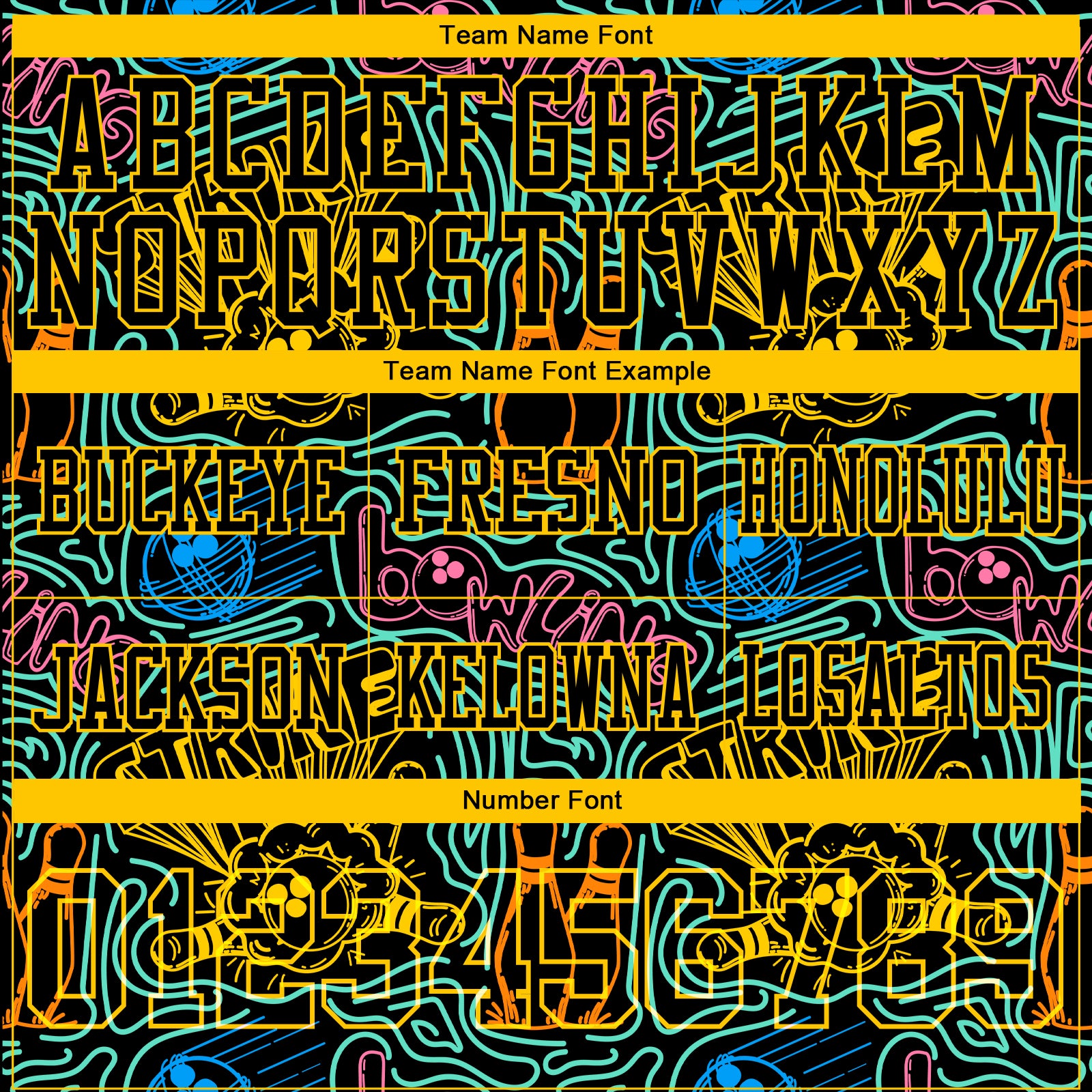 Custom Black Yellow 3D Pattern Bowling Authentic Football Jersey