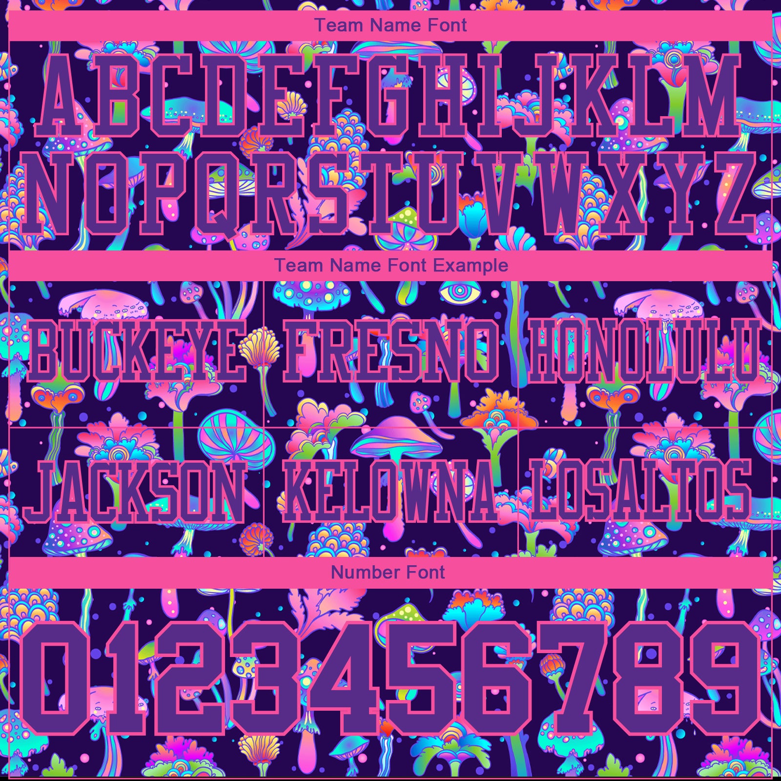 Custom Purple Pink 3D Pattern Colorful Flowers And Mushrooms Psychedelic Hallucination Authentic Football Jersey