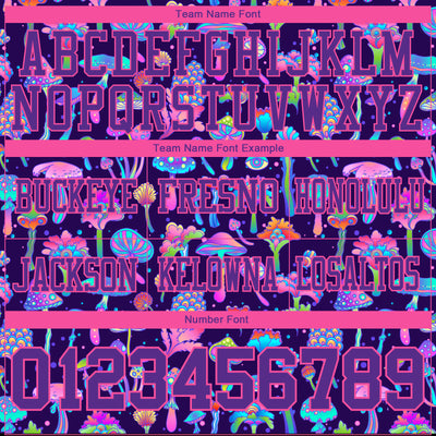 Custom Purple Pink 3D Pattern Colorful Flowers And Mushrooms Psychedelic Hallucination Authentic Football Jersey